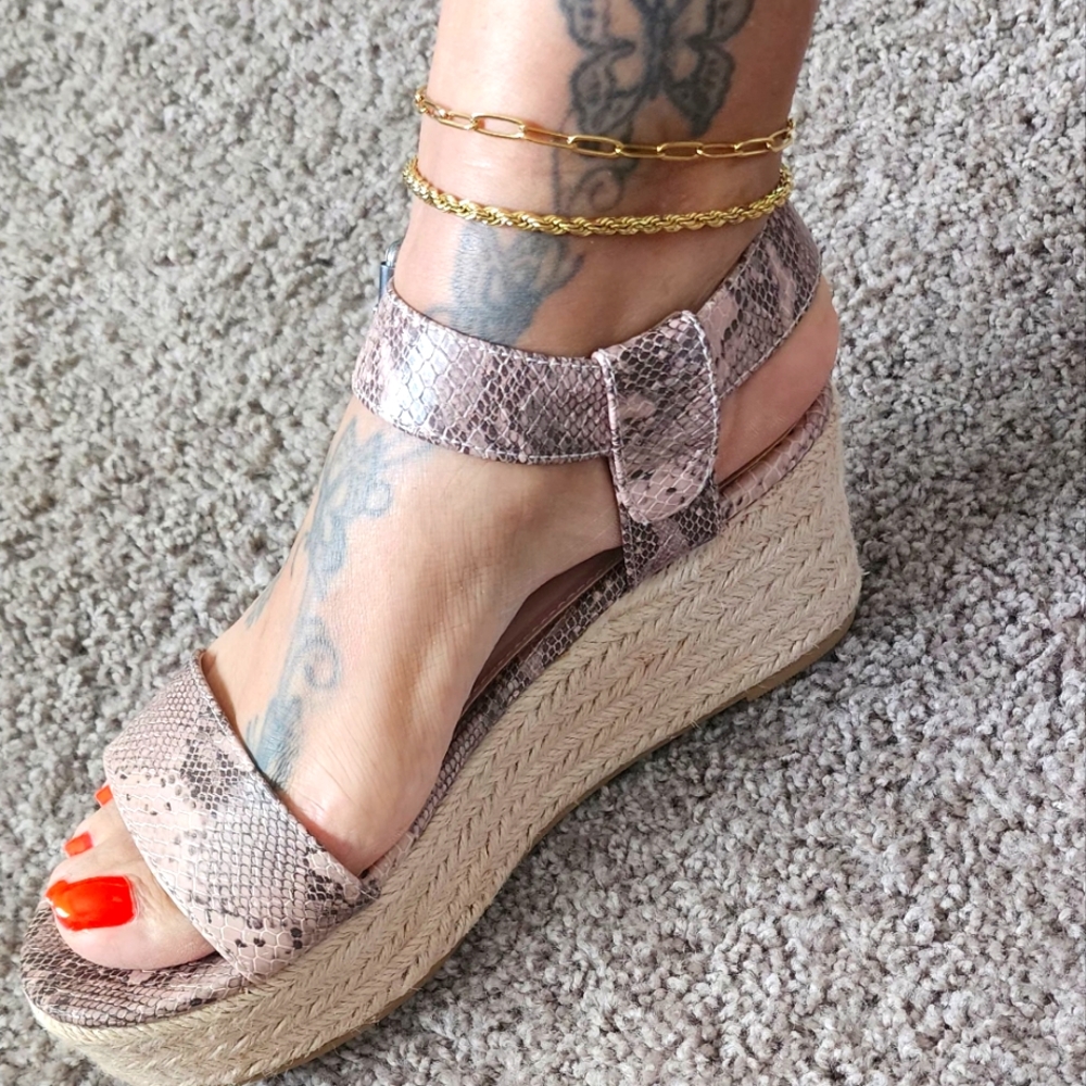 Matisse Snake Print Platform Wedge Sandals